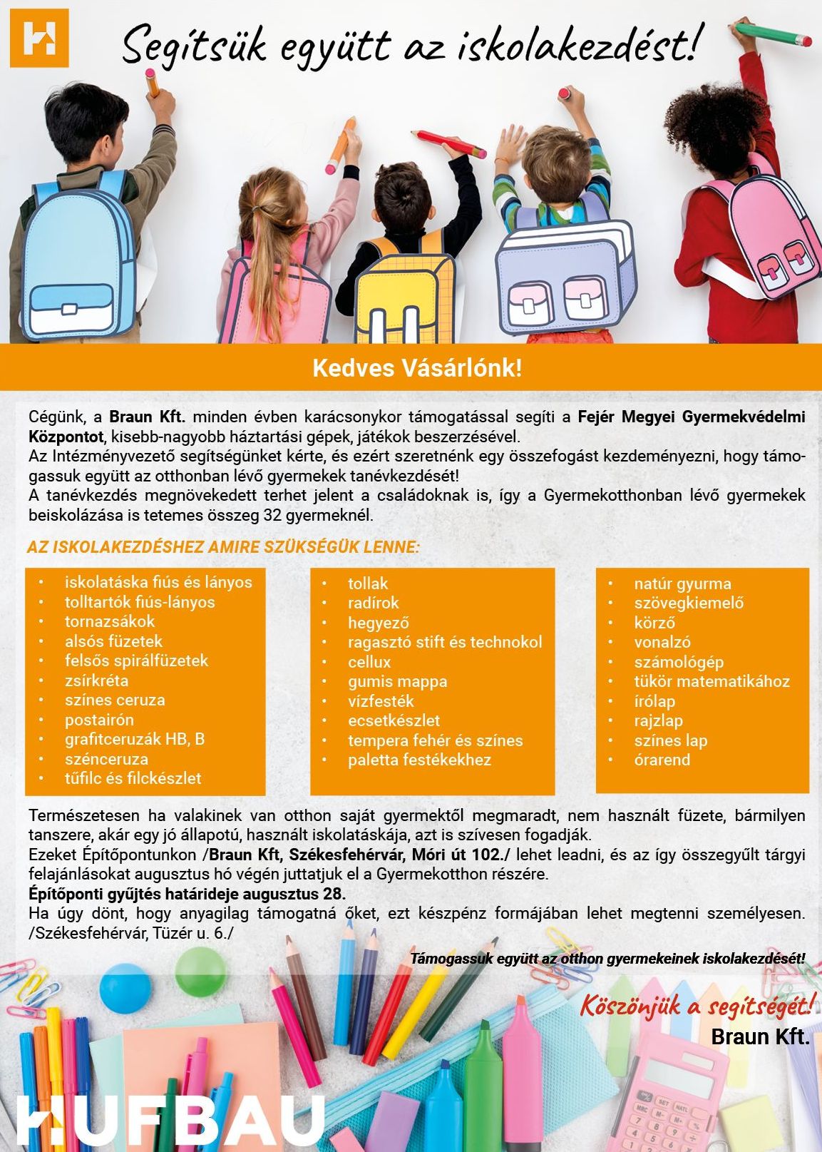 Segítsük együtt az iskolakezdést! - összefogás a gyermekvédelmi központ fiataljaiért