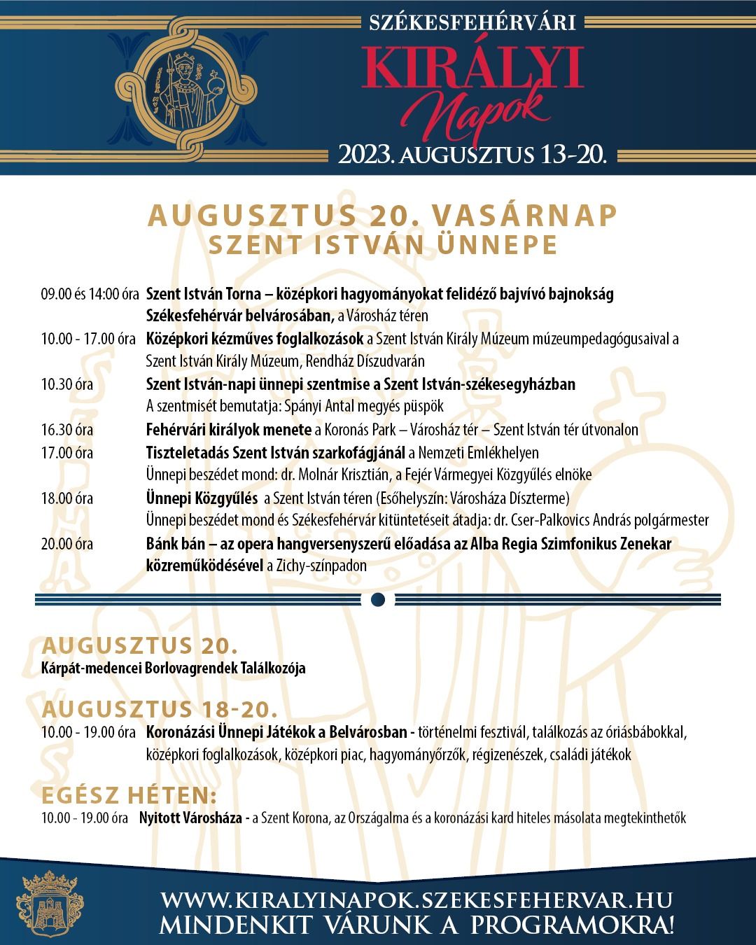 Díszközgyűlés, kenyéráldás, Koronázási Ünnepi Játékok és Bánk bán-előadás