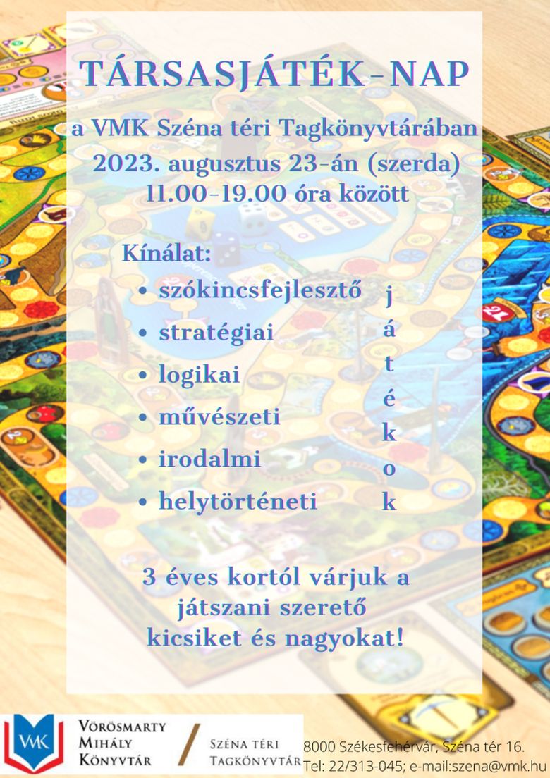 Társasjáték-napra várják a családokat szerdán a Széna téri tagkönyvtárba