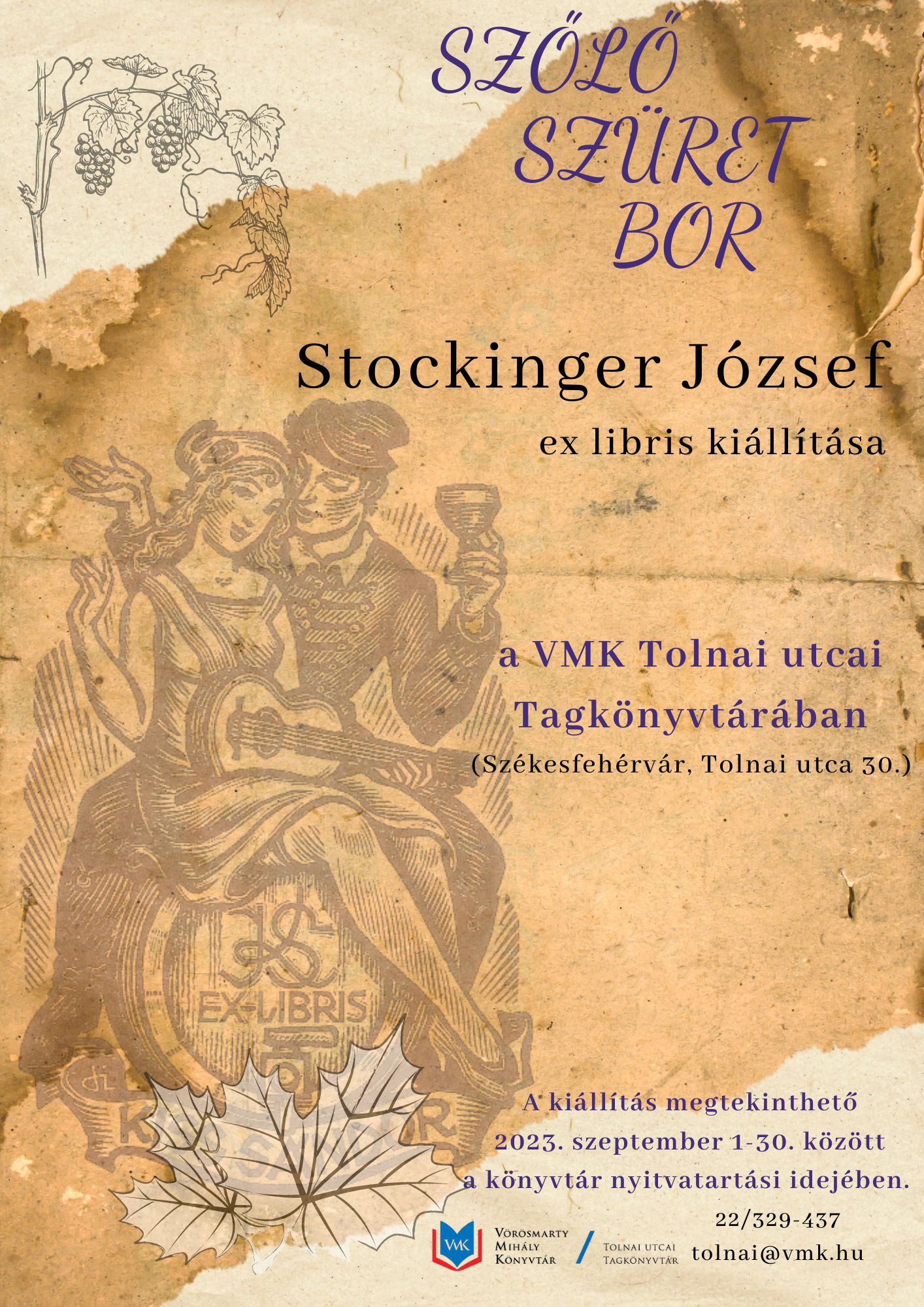 Szőlő, szüret, bor – kiállítás nyílik Stockinger József ex libris gyűjteményéből