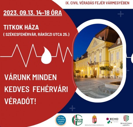 Ma délután lesz a civil véradás a Titkok Házában