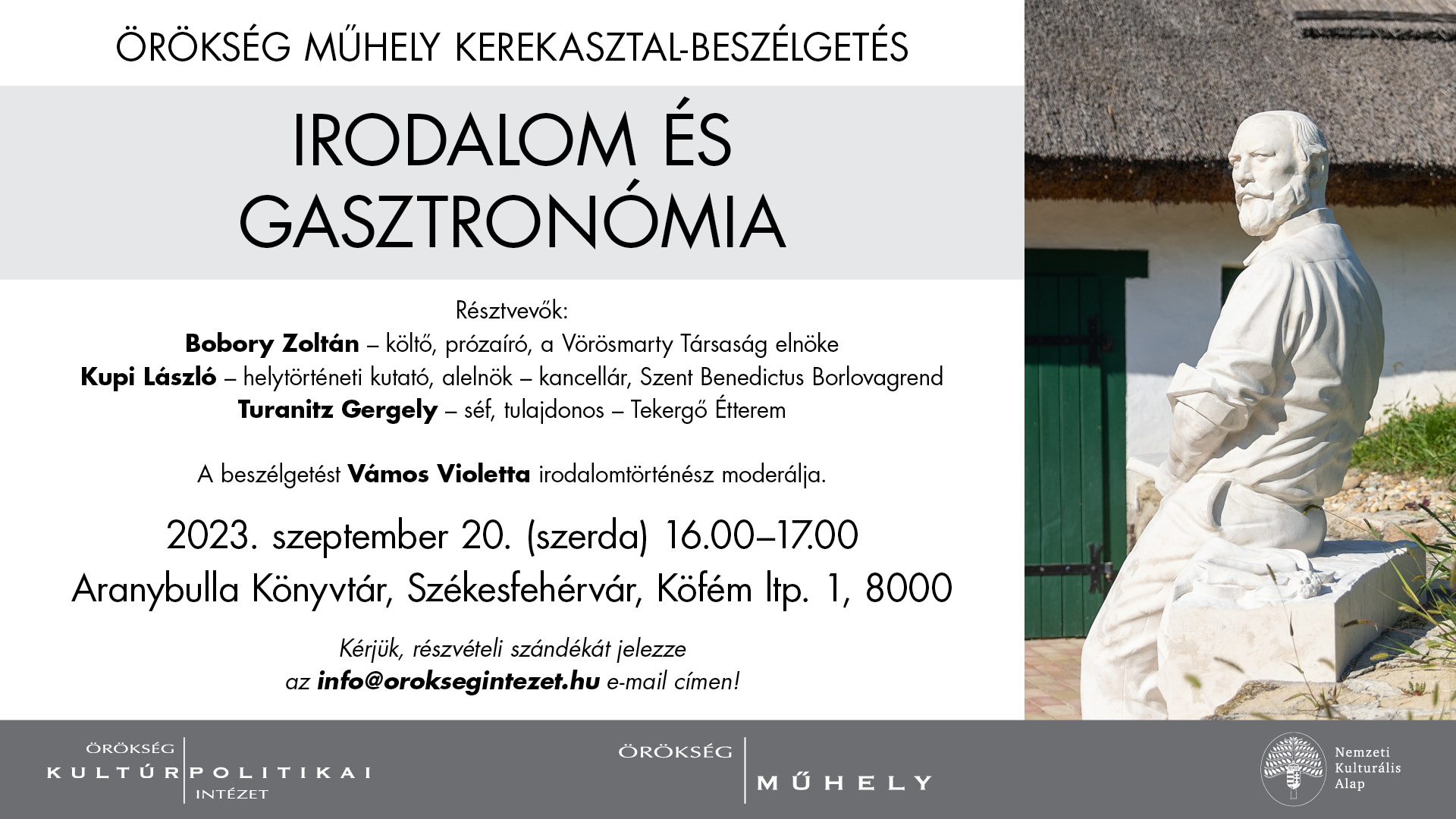Irodalom és gasztronómia – Örökség Műhely kerekasztal-beszélgetés Vörösmartyról az Aranybulla Könyvtárban