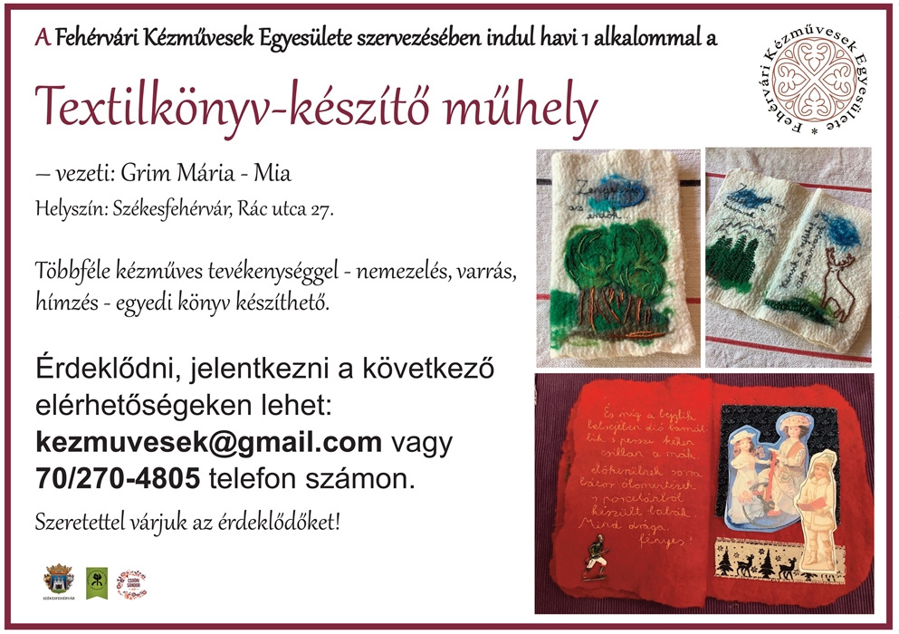 Textilkönyv-készítő, új műhelyfoglalkozás indul szombaton a Kézművesek Házában