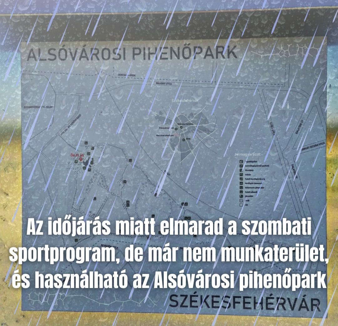 Az esős idő miatt elmarad a szombati sportprogram az Alsóvárosi pihenőparkban