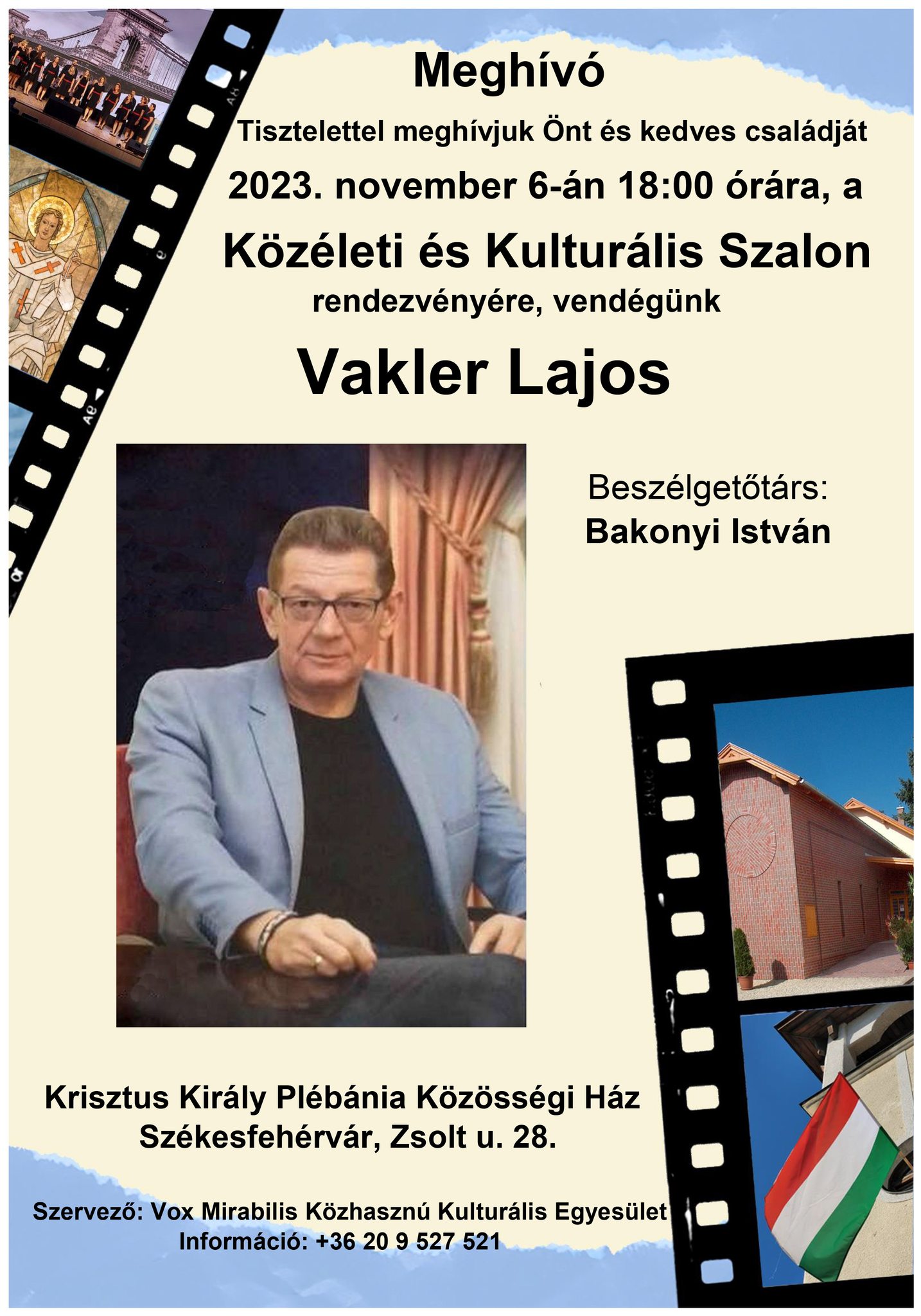 Vakler Lajos lesz a Közéleti és Kulturális Szalon vendége november 6-án