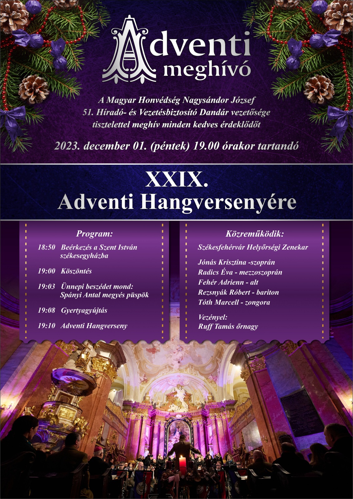 Pénteken lesz a Helyőrségi Zenekar hagyományos adventi koncertje a Bazilikában