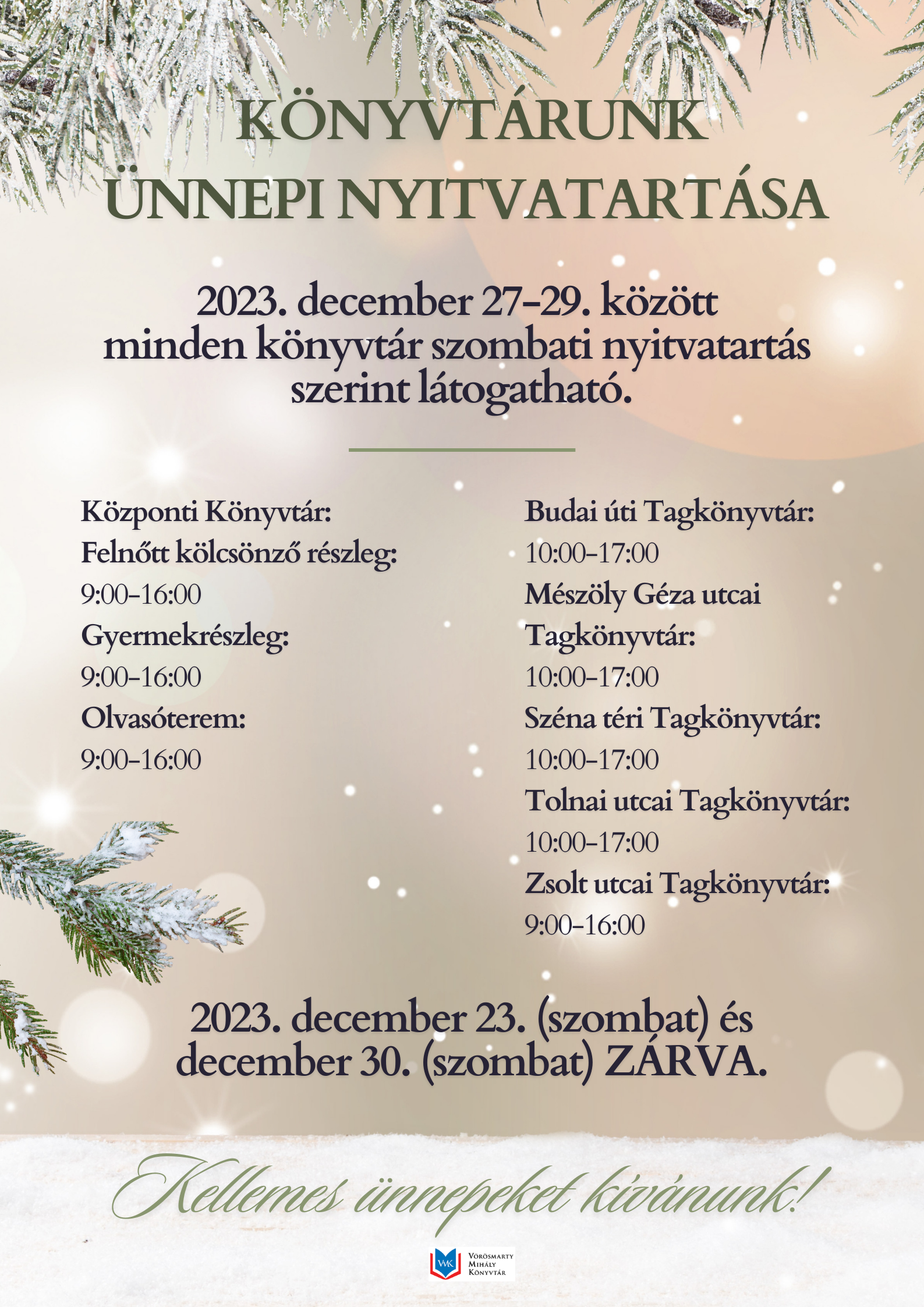 Két ünnep között is kölcsönözhetünk könyveket a Vörösmarty Könyvtárban