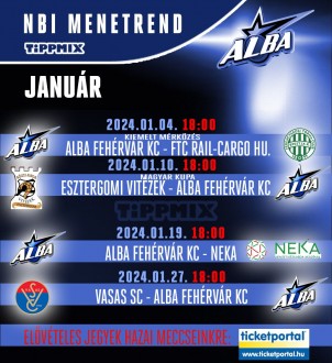 A Fradi ellen kezdi az évet ma este a Köfém Sportcsarnokban az Alba Fehérvár KC