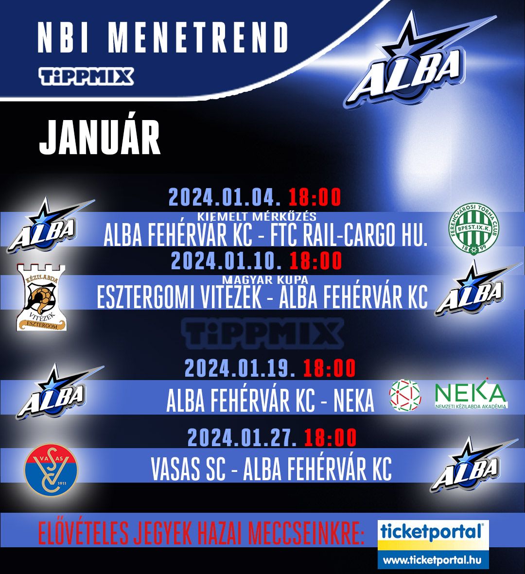 A Fradi ellen kezdi az évet ma este a Köfém Sportcsarnokban az Alba Fehérvár KC