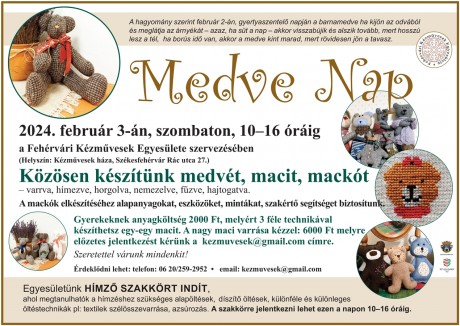 Medve napot rendeznek február 3-án, szombaton a Kézművesek Házában