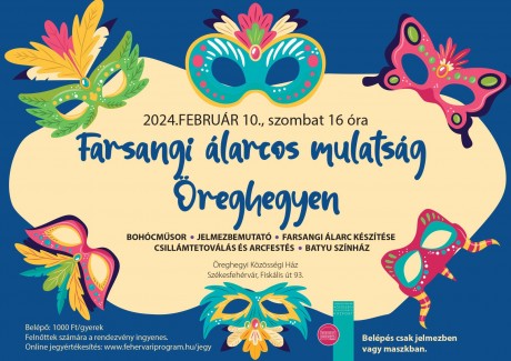 Farsangi álarcos mulatság lesz szombaton az Öreghegyen