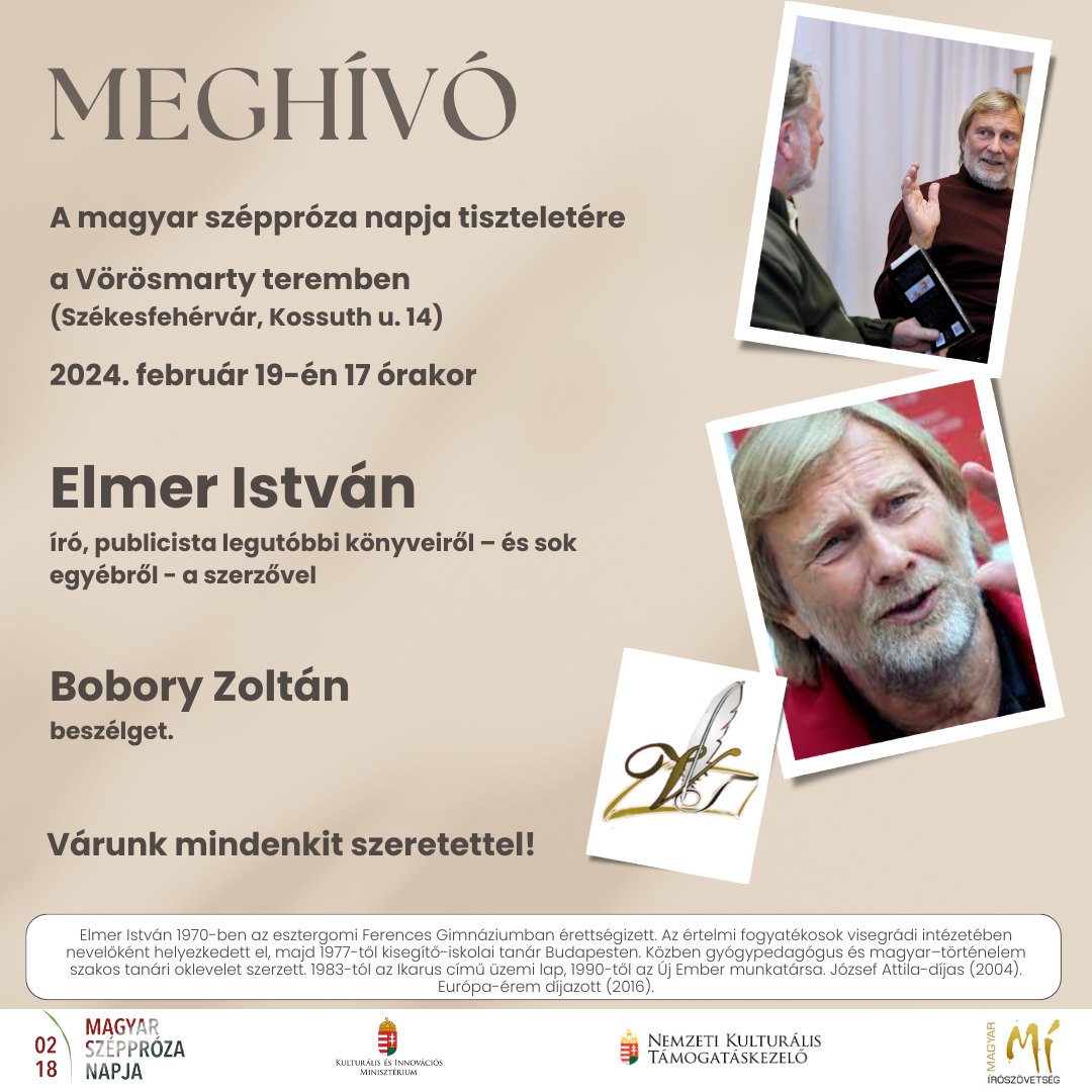 Elmer István érkezik hétfőn délután a Vörösmarty terembe