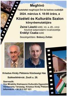 A költészet lesz a középpontban a Közéleti és Kulturális Szalon következő programján