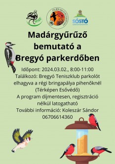 Madárgyűrűző bemutató lesz szombaton a Bregyó parkerdőben