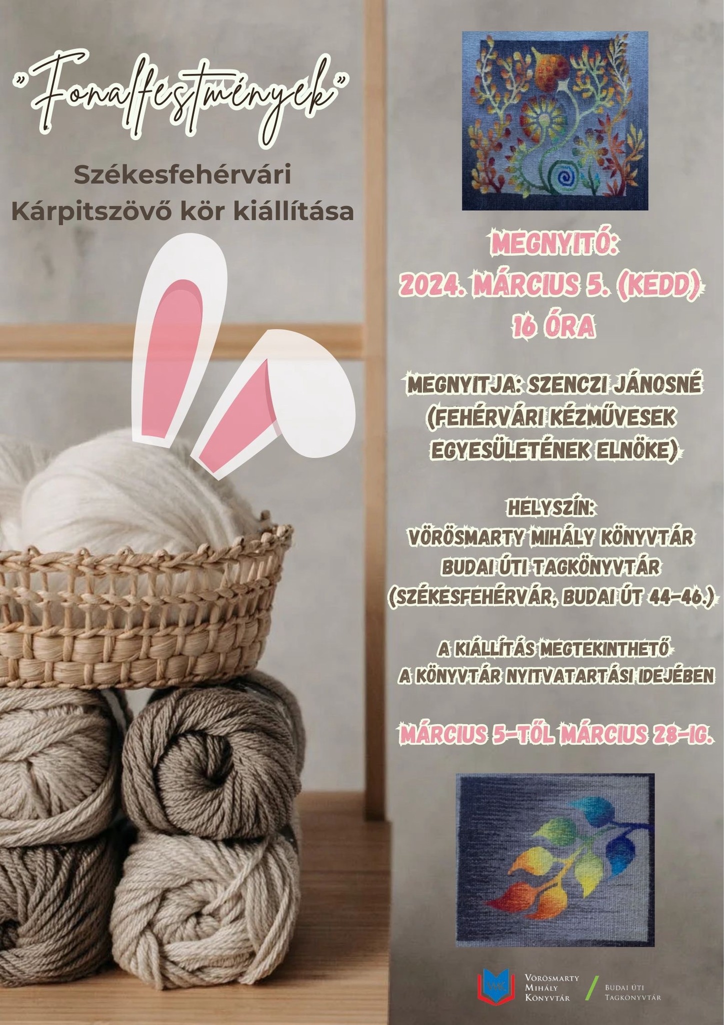 Fonalfestmények – kiállítás nyílik kedden a Budai úti Tagkönyvtárban