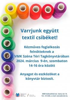 Kézműves foglalkozás és könyvbemutató a Széna téri Tagkönyvtárban