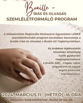 Bárki kipróbálhatja a Braille-írást és olvasást hétfőn a Budai úti könyvtárban