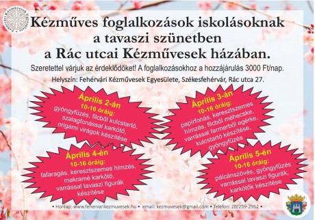 Egész héten kézműves foglalkozásra várják a gyerekeket a tavaszi szünetben a Rác utcában