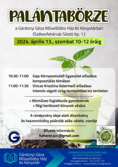 Palántabörze és könyvvásár – szombati programok a Gárdonyi Géza Művelődési Házban