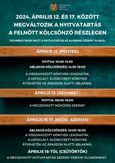 Szerdáig megváltozik a Felnőtt kölcsönző részleg nyitvatartása a könyvtárban