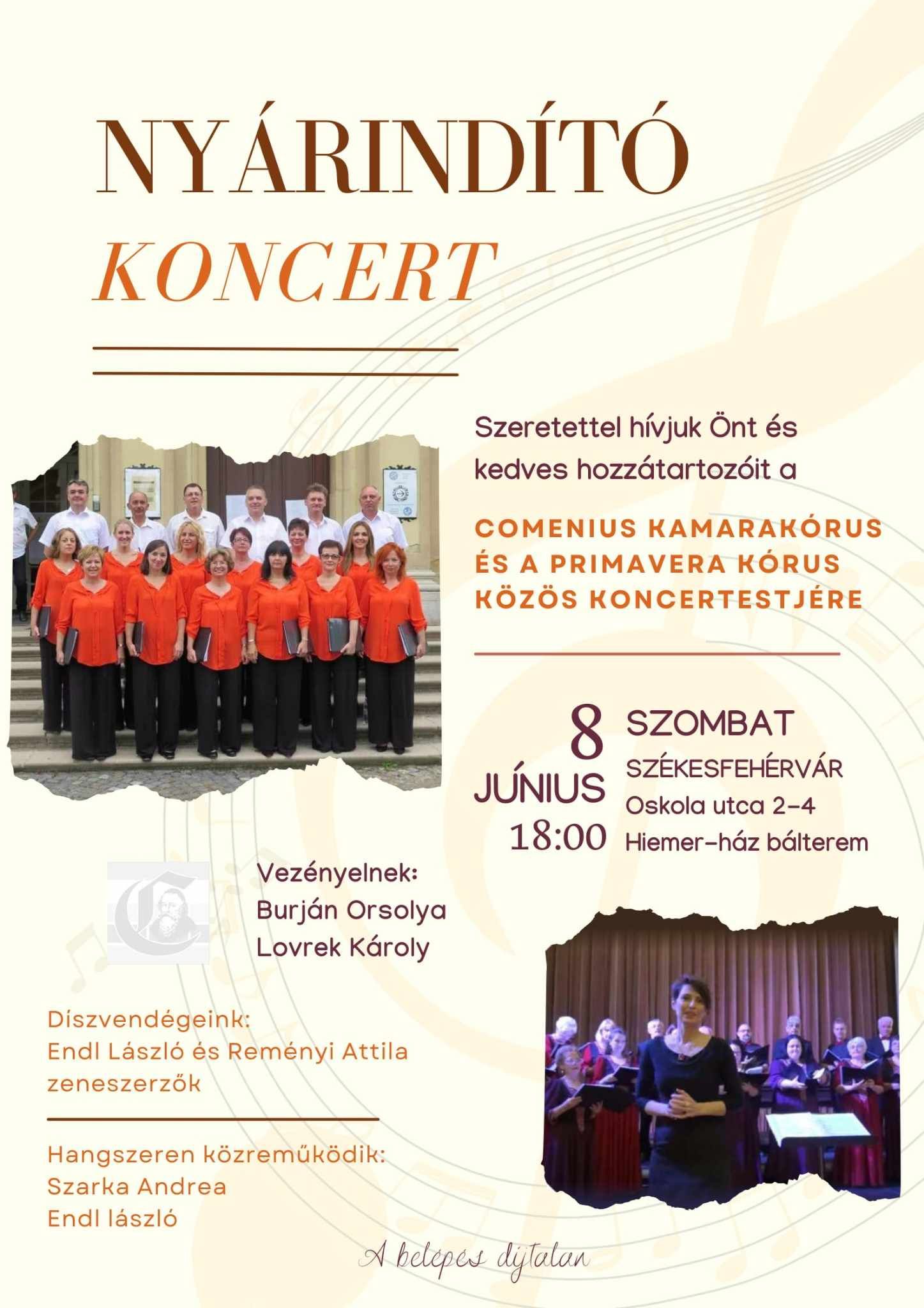 Nyárindító koncertre hív a Comenius Kamarakórus és a Primavera Kórus