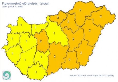 Egész nap lehetnek viharok - másodfokú riasztást adott ki a HungaroMet