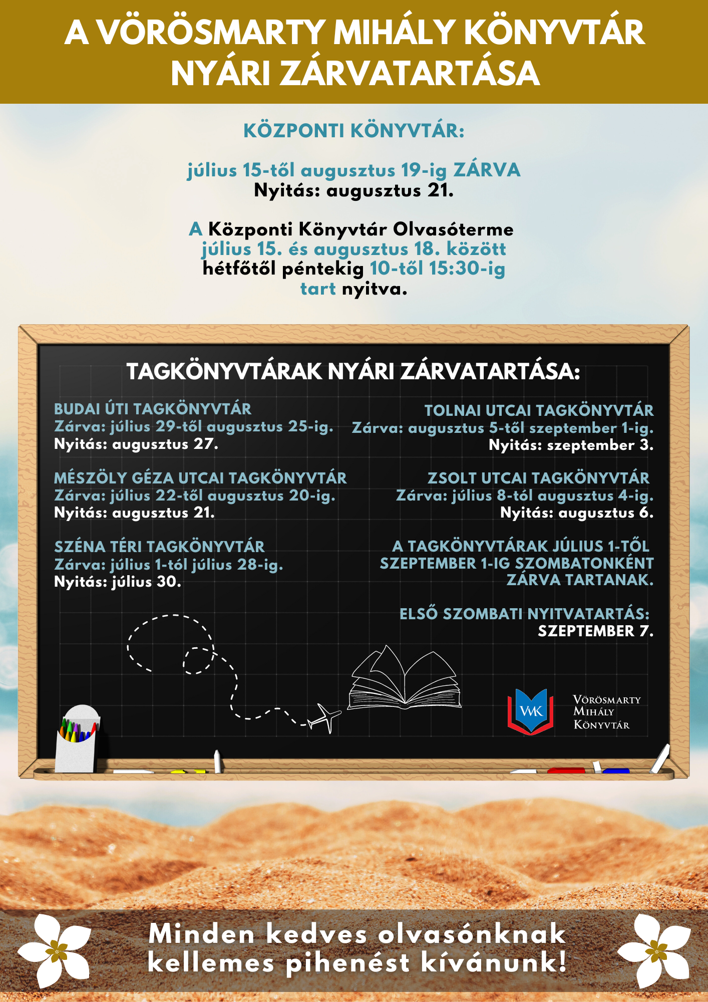 Nyári működési rendre állt át a Vörösmarty Mihály Könyvtár és tagkönyvtárai