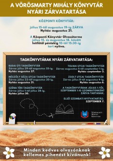 Nyári működési rend a Vörösmarty Mihály Könyvtárban és a tagkönyvtárakban
