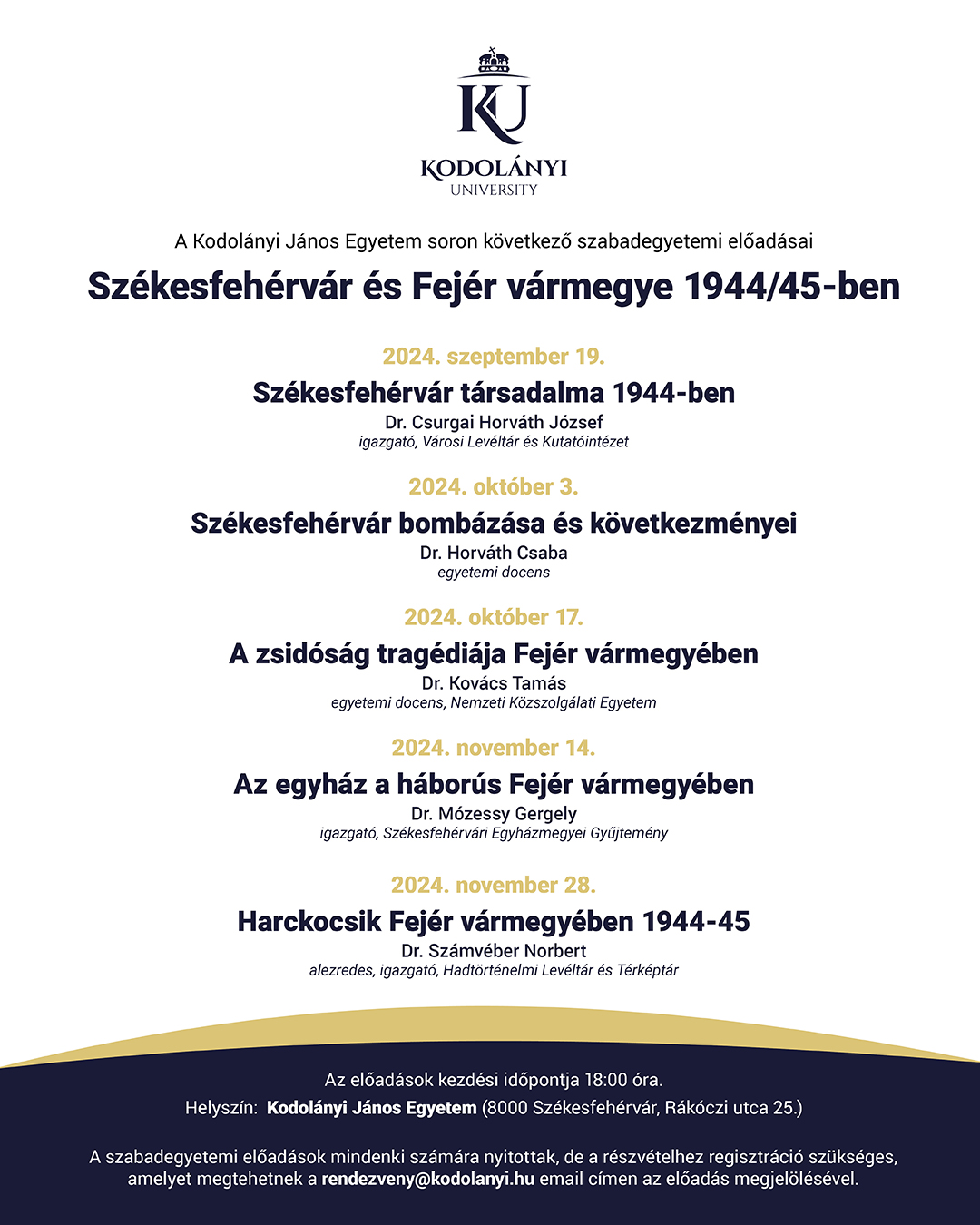 Az egyház a háborús Fejér vármegyében – folytatódik a Kodolányi Szabadegyetem