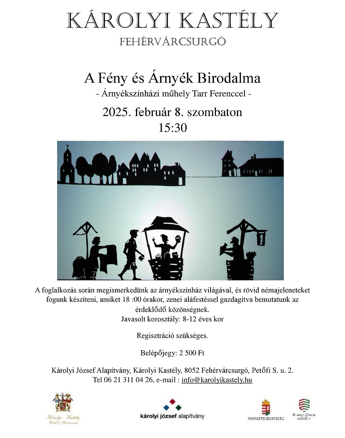 Árnyékszínház a fehérvárcsurgói Károlyi Kastély Látogatóközontjában