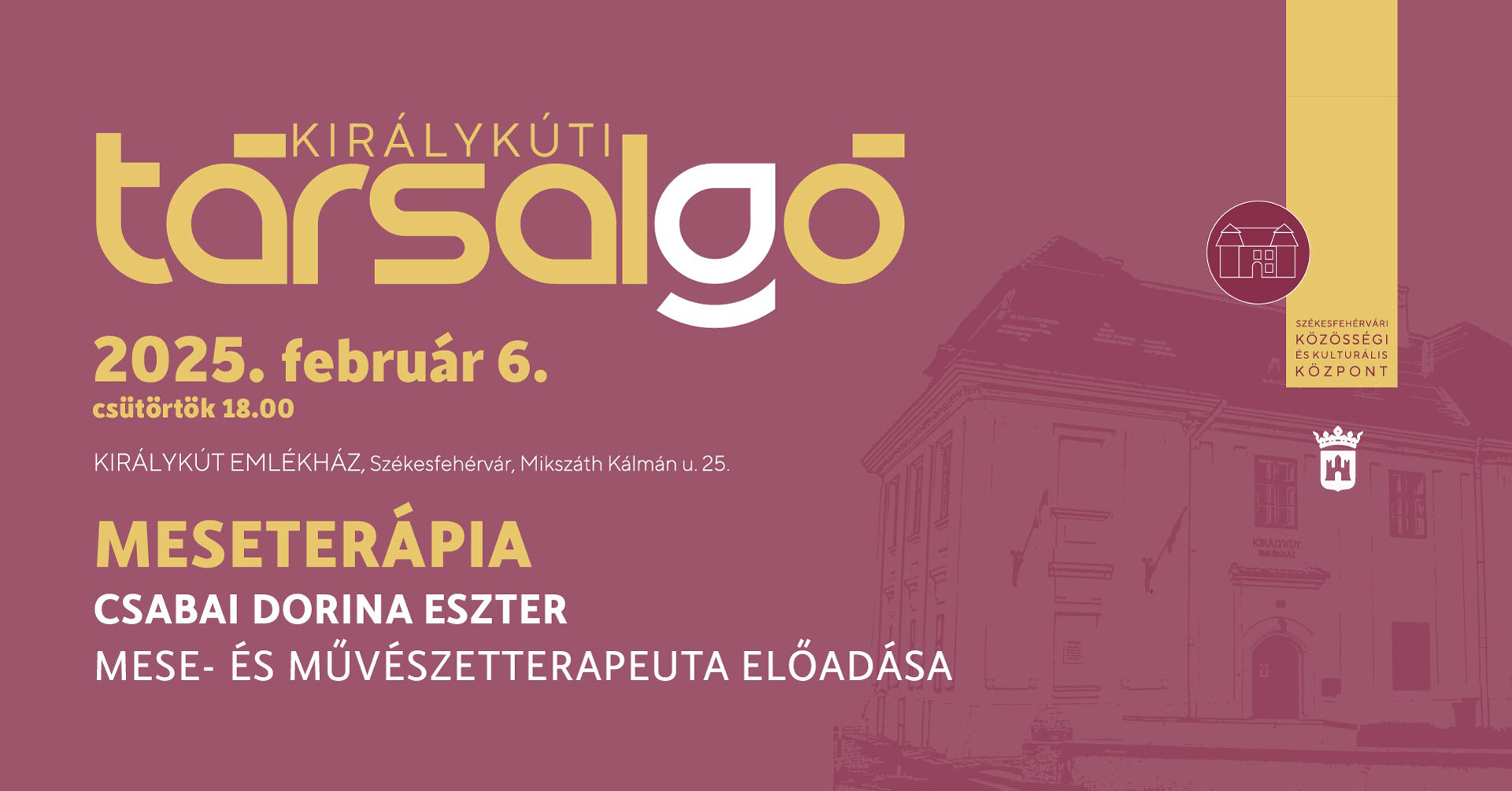 Meseterápia a Királykúti Társalgóban - Csabai Dorina Eszter tart előadást a mesék gyógyító erejéről