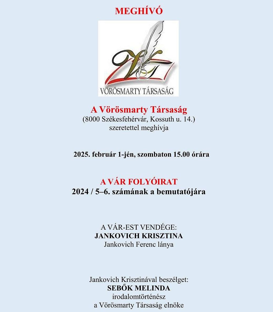 Szombaton tartják a Vár irodalmi folyóirat legfrissebb számának bemutatóját