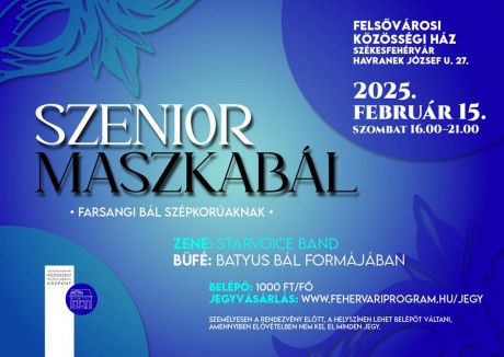 Szenior Maszkabált rendeznek Felsővárosban február 15-én szombaton