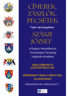 Szászi József tart előadást a Fejér vármegyei címerek, zászlók, pecsétek történetéről