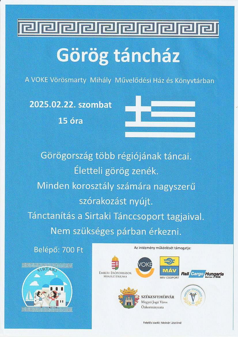 Ismét rendeznek görög táncházat szombaton a VOKE Művelődési Házban