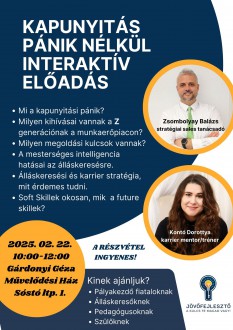 Kapunyitás pánik nélkül – ingyenes, „jövőfejlesztő” előadás a Gárdonyi Géza Művelődési Házban