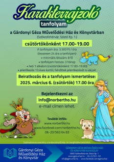 Karakterrajzoló tanfolyam indul márciusban a Gárdonyiban