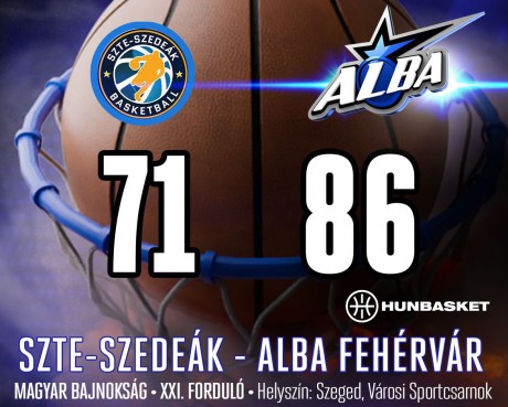 Férfi kosárlabda NB I - Szegeden nyert az Alba Fehérvár