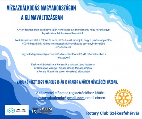 Rotary Akadémia - vízgazdálkodás Magyarországon a klímaváltozásban