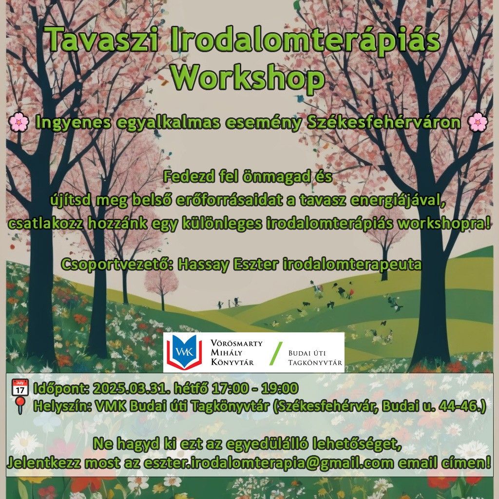 Tavaszi irodalomterápia a Budai úti és a Széna téri könyvtárban hétfőn