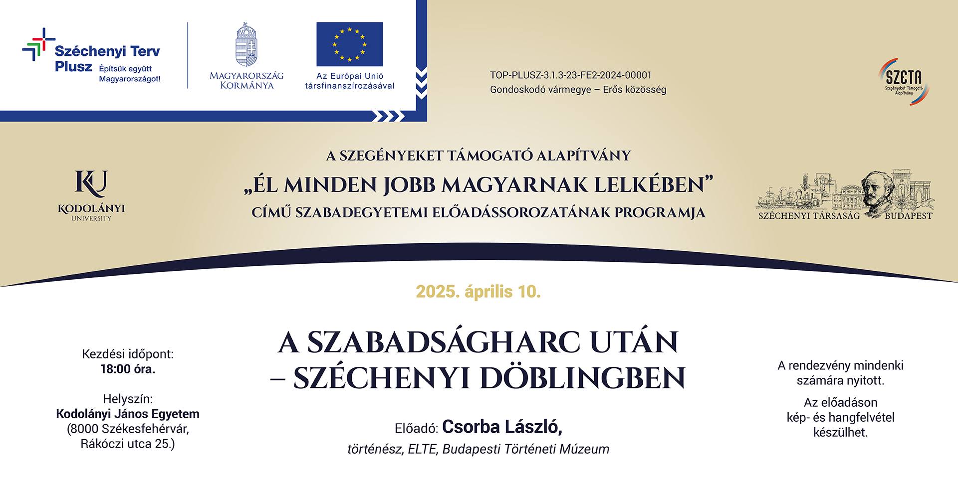 A szabadságharc után – Széchenyi Döblingben – újabb előadás a Kodolányi Szabadegyetemen