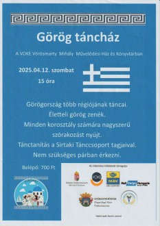 Görög táncház lesz szombat délután a VOKE művelődési házban