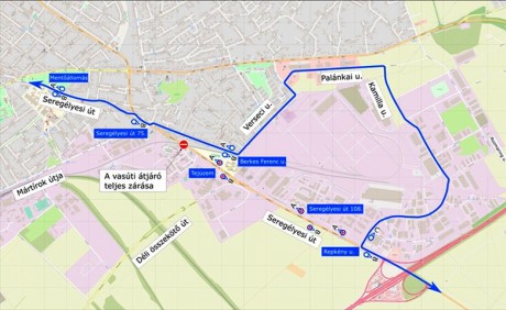 Félpályás, illetve teljes útzár szombat délutántól vasárnap délelőttig a Seregélyesi úti vasúti átjárónál