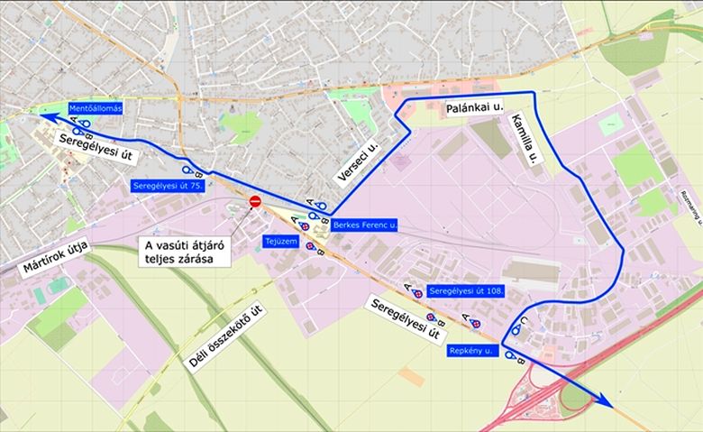 Félpályás, illetve teljes útzár szombat délutántól vasárnap délelőttig a Seregélyesi úti vasúti átjárónál