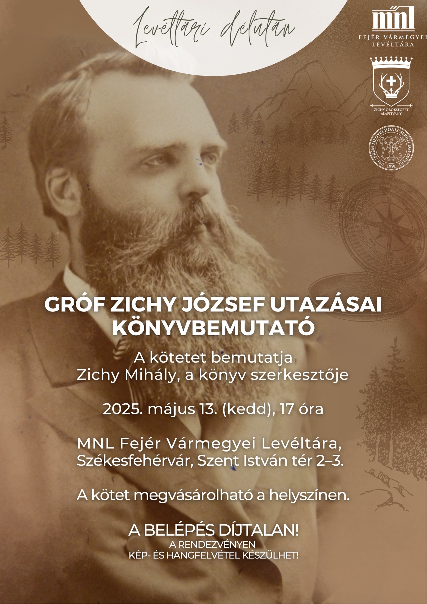 Gróf Zichy József utazásai – könyvbemutató kedden a Fejér Vármegyei Levéltárban