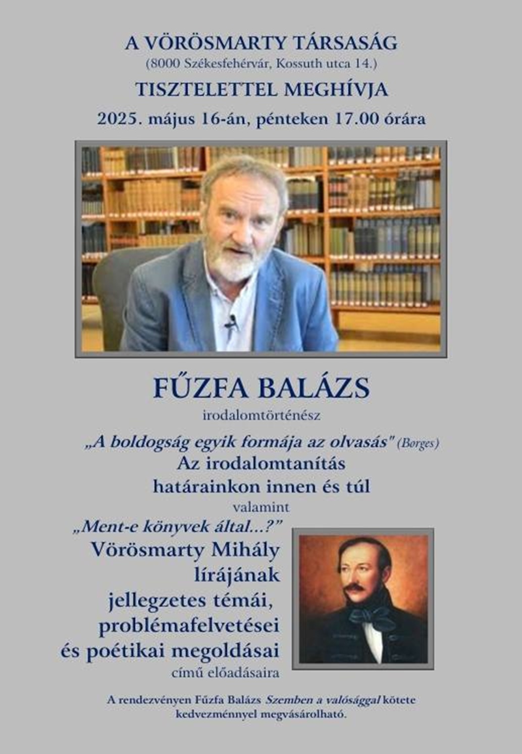 Irodalomtanítás és Vörösmarty lírája – Fűzfa Balázs irodalomtörténész tart előadást
