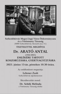 Téravató és búcsúzás pénteken: Szarka Gézára és Arató Antalra emlékeznek