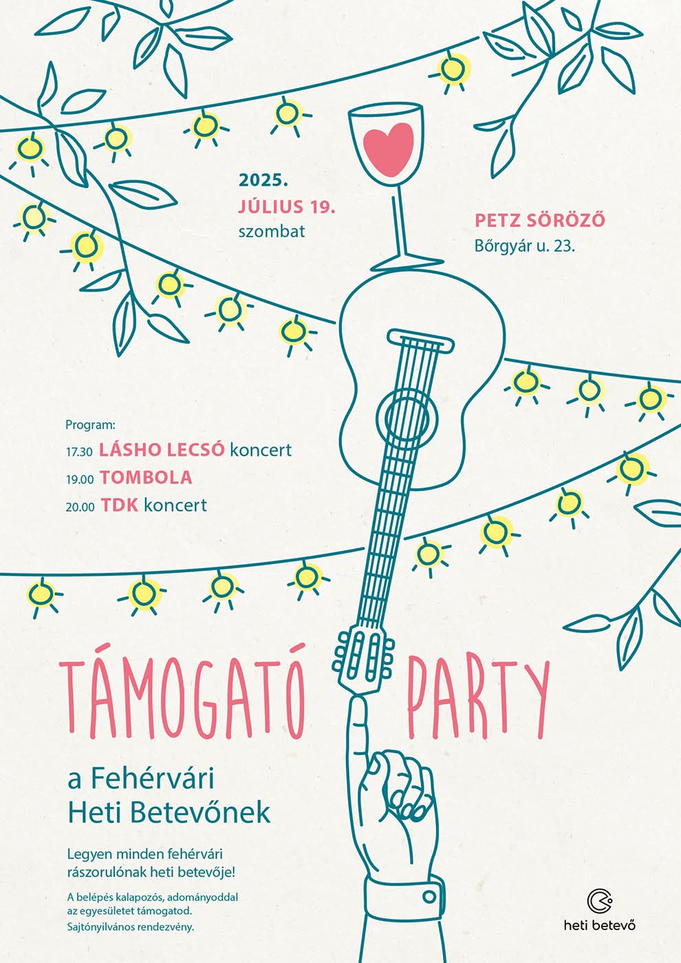 Fehérvári Heti Betevő – ételosztás és támogató party július 19-én