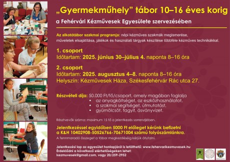 Még lehet jelentkezni a kézművesek Gyermekműhely nyári táborába