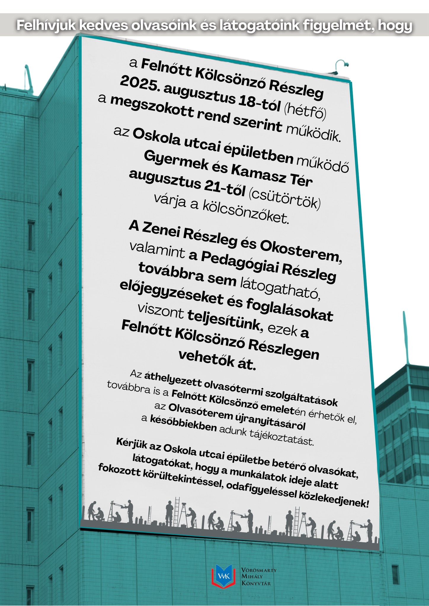 Ismét a megszokott rend szerint működik a Vörösmarty Könyvtár Felnőtt Kölcsönző Részlege